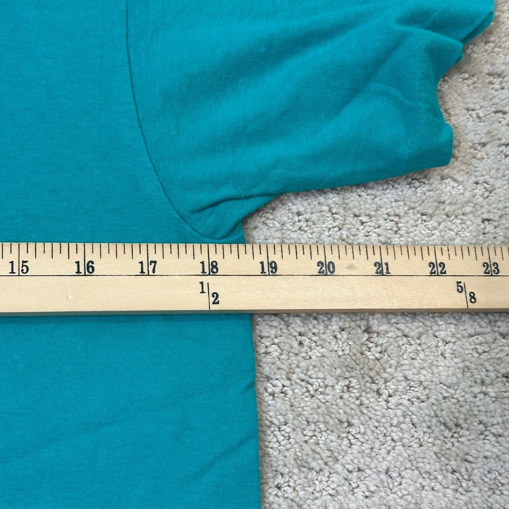 VTG Marker T-Shirt Medium 2-Side Graphic Ski Teal Single Stitch Hanes USA 90s - Picture 6 of 7